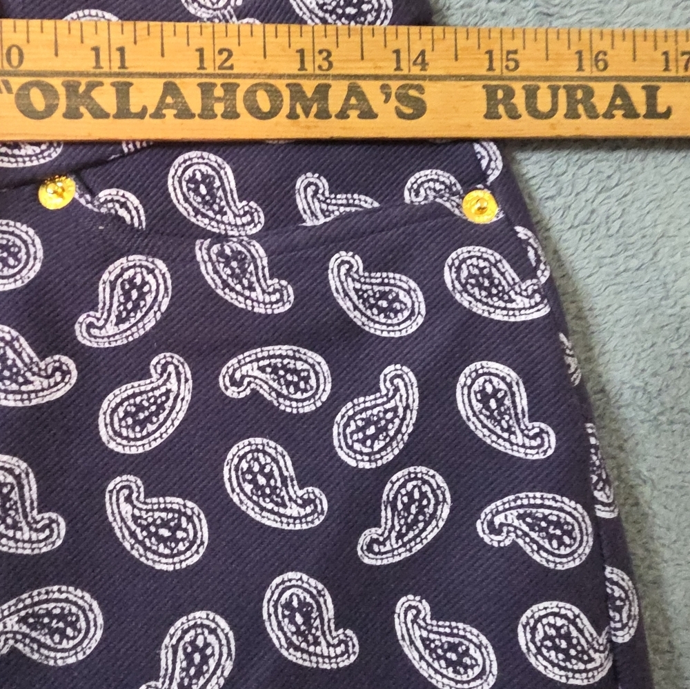 Michael Kors Blue Paisley 28x28 Women's Pull-On Pants Stretch - Picture 6 of 10